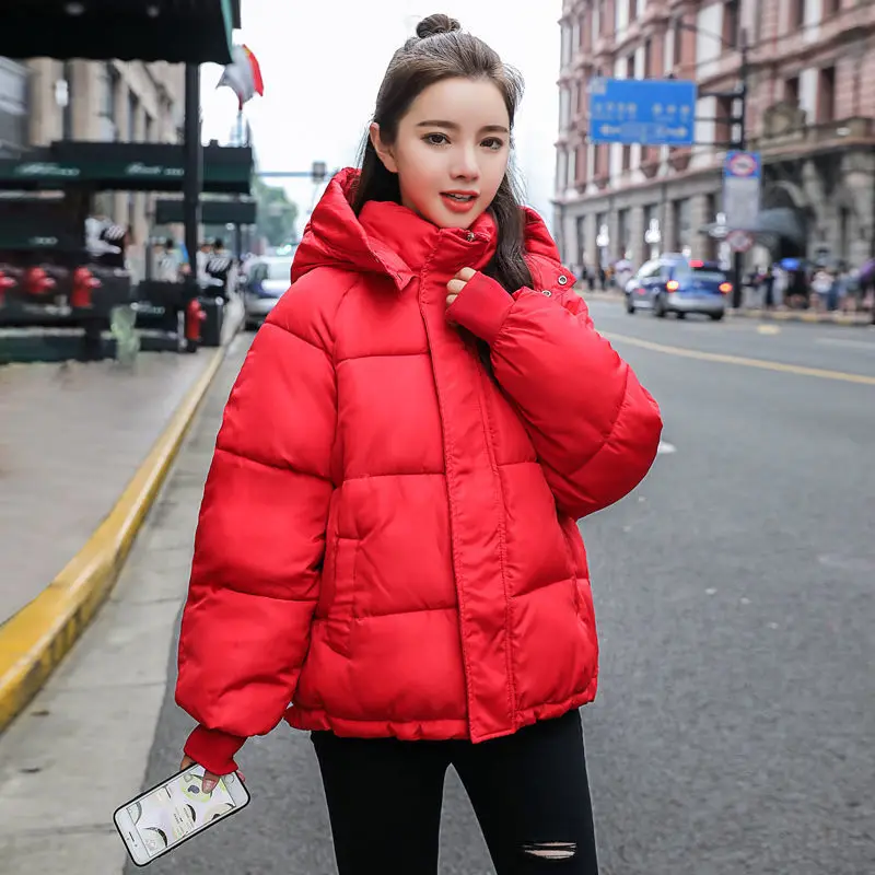 Women's Padded Jacket Winter Hooded Warm Short Parkas Zipper Single Breasted Loose Casual Down Jacket Female 2021 Ladies Coat
Women's Padded Jacket Winter Hooded Warm Short Parkas Zipper Single Breasted Loose Casual Down Jacket Female 2021 Ladies Coat