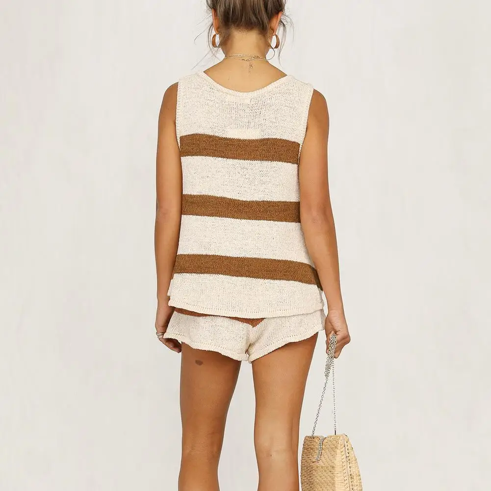 Women Solid Color Sleeveless Vest Top Drawstring Shorts Loose Knitted Outfits Knitted Drawstring Comfortable to Wear women set
Women Solid Color Sleeveless Vest Top Drawstring Shorts Loose Knitted Outfits Knitted Drawstring Comfortable to Wear women set