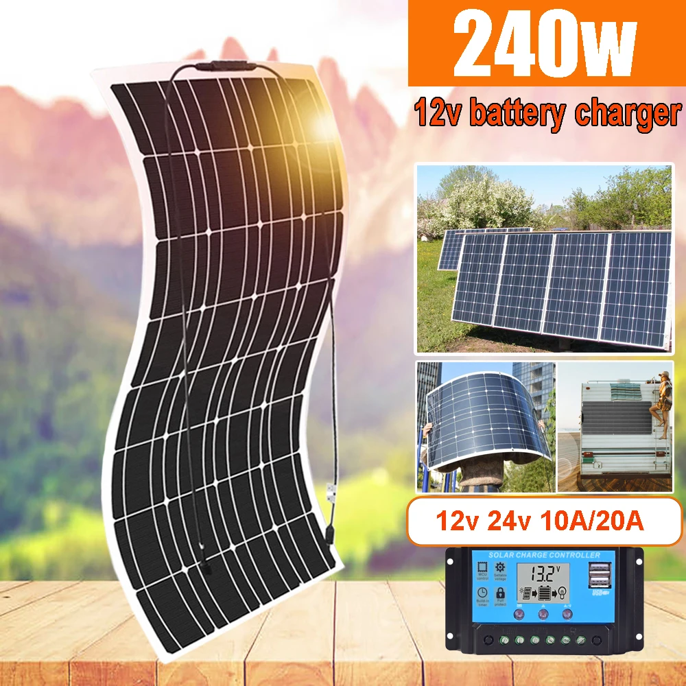 Солнечная панель 12V 12 В 200 Вт 100 в комплекте зарядное устройство с солнечной