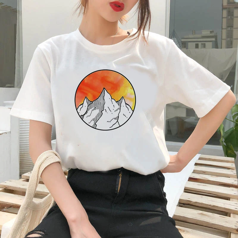 Woman tshirts Creative mountain printed ladies T shirt pink graphic T-shirt cartoon Harajuku T-shirt summer tee top female
Woman tshirts Creative mountain printed ladies T shirt pink graphic T-shirt cartoon Harajuku T-shirt summer tee top female