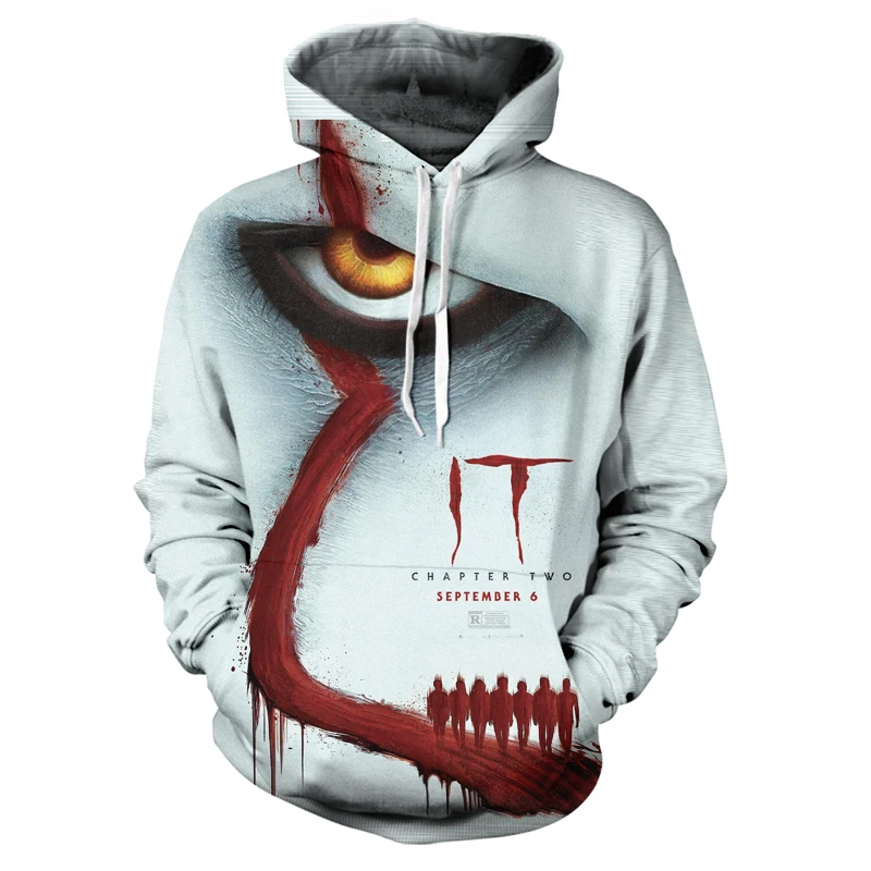Horror Movie IT Chapter 2 3D Print Hooded Sweatshirt Men's Casual Funny Pullover IT Clown Print Pattern Boy Hoodie Hoodie hiphop
Horror Movie IT Chapter 2 3D Print Hooded Sweatshirt Men's Casual Funny Pullover IT Clown Print Pattern Boy Hoodie Hoodie hiphop