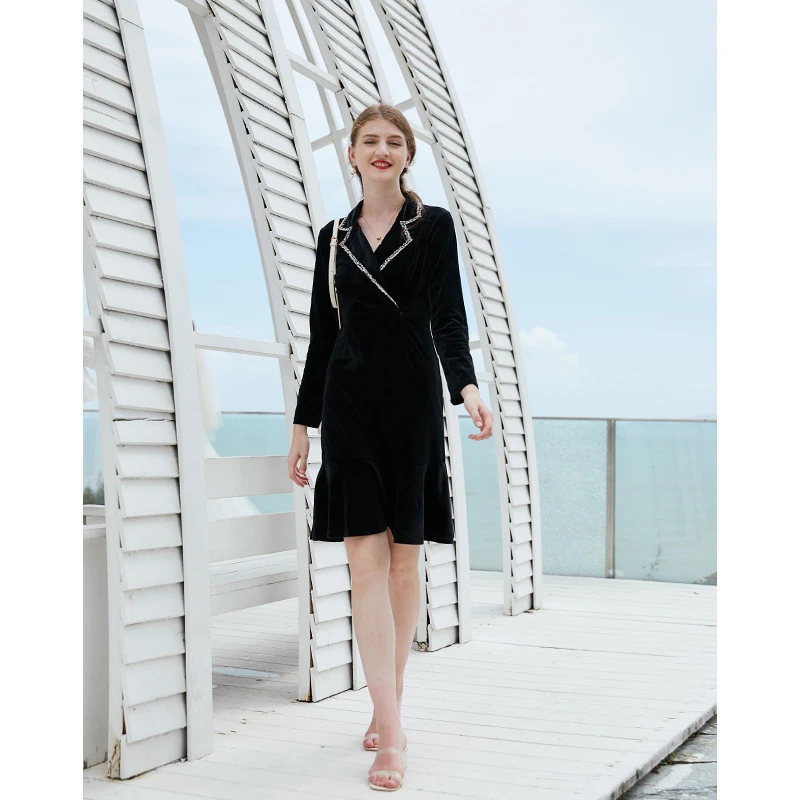 Spring Autumn Office Lady Fashion Women Dress V-Neck Ruffles Solid Long Sleeve Ladies Knee-Length Slim Dress Female Y69
Spring Autumn Office Lady Fashion Women Dress V-Neck Ruffles Solid Long Sleeve Ladies Knee-Length Slim Dress Female Y69