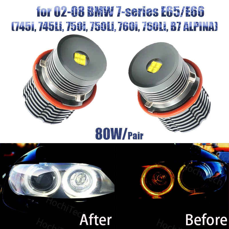 80W LED White Headlight DRL Angel Eye Halo Ring Bulb Daytime light for 02-08 BMW 7-series E65 E66 
80W LED White Headlight DRL Angel Eye Halo Ring Bulb Daytime light for 02-08 BMW 7-series E65 E66
