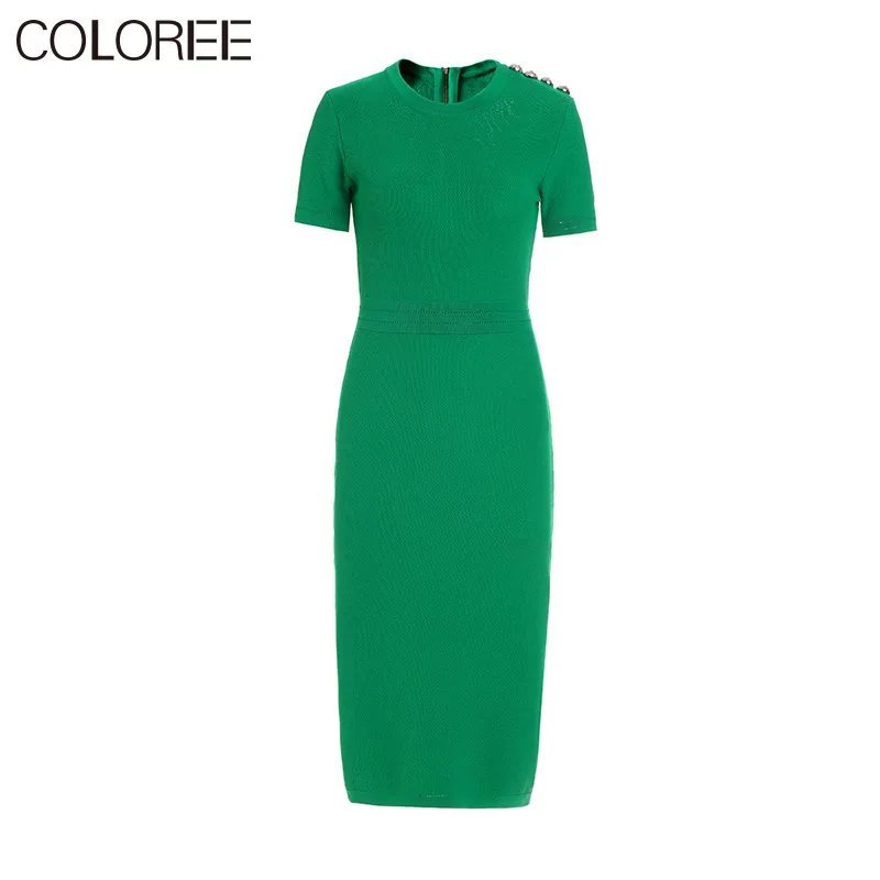 Designers Lion Buttons Green Knitted Woman Dress 2020 Runway Vintage O-neck Short Sleeve A-line Slim Midi Dress vestidos
Designers Lion Buttons Green Knitted Woman Dress 2020 Runway Vintage O-neck Short Sleeve A-line Slim Midi Dress vestidos