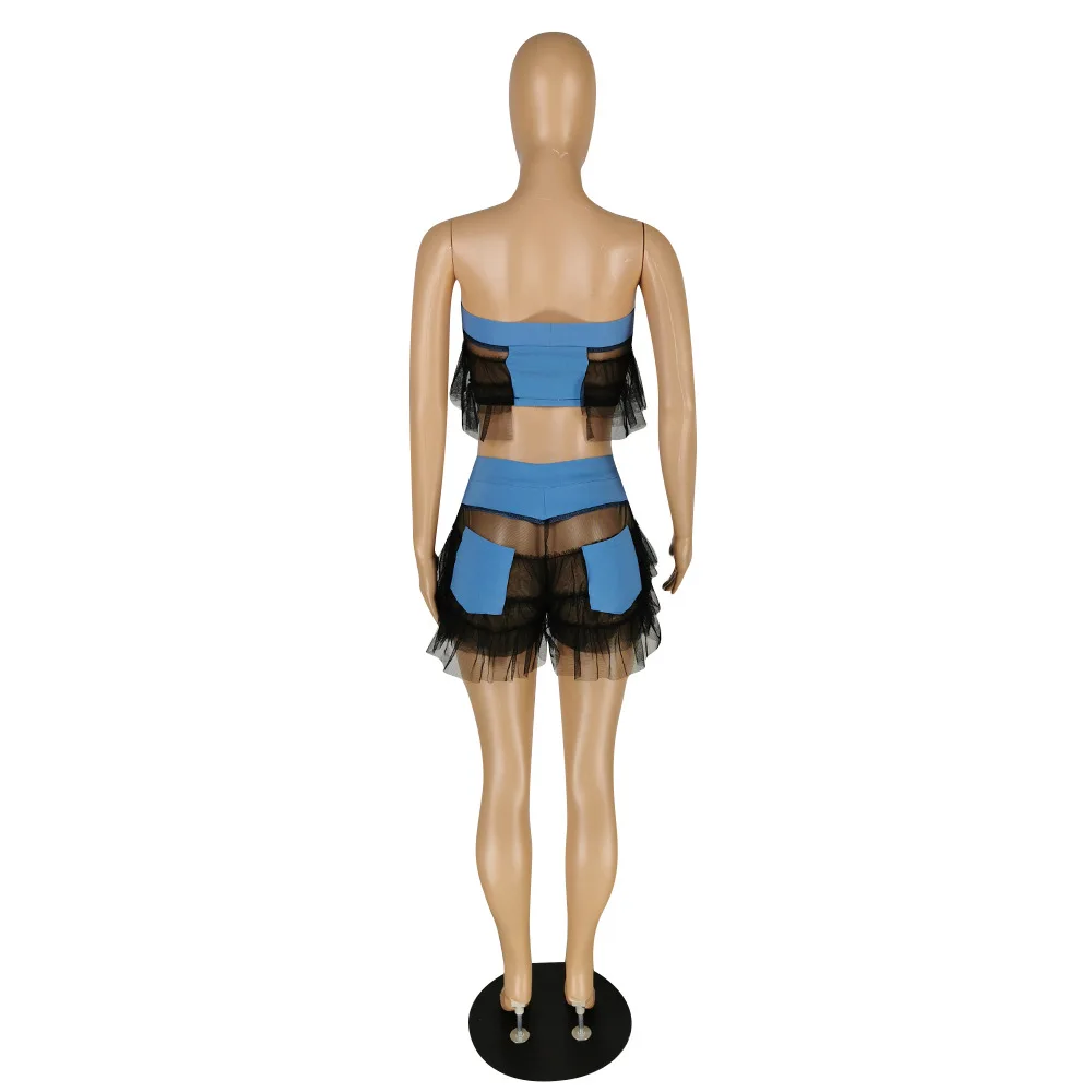 Beyprern New Chic Denim High Waist Fringe Hem Shorts Set Womens Fahion Mesh Patchwork Ruffles Two-Piece Outfits Party Cllub Wear
Beyprern New Chic Denim High Waist Fringe Hem Shorts Set Womens Fahion Mesh Patchwork Ruffles Two-Piece Outfits Party Cllub Wear