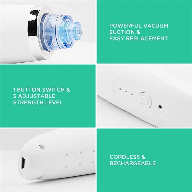 Vacuum Blackhead Remover Electric Facial Pore Cleaner Skincare Acne Pimple Black Spot Suction Exfoliating Beauty Instrument
Vacuum Blackhead Remover Electric Facial Pore Cleaner Skincare Acne Pimple Black Spot Suction Exfoliating Beauty Instrument