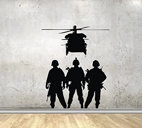 Wall Decals Military Army Silhouette Veteran Soldiers Helicopter Decor Stickers Vinyl WL1192
Wall Decals Military Army Silhouette Veteran Soldiers Helicopter Decor Stickers Vinyl WL1192