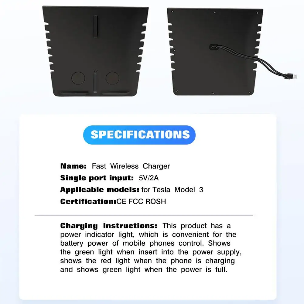 10W Wireless Phone Charger Dual USB Fast Charging Adapter For Tesla Model 3 Fast Wireless Charger Auto Charging Accessories
10W Wireless Phone Charger Dual USB Fast Charging Adapter For Tesla Model 3 Fast Wireless Charger Auto Charging Accessories