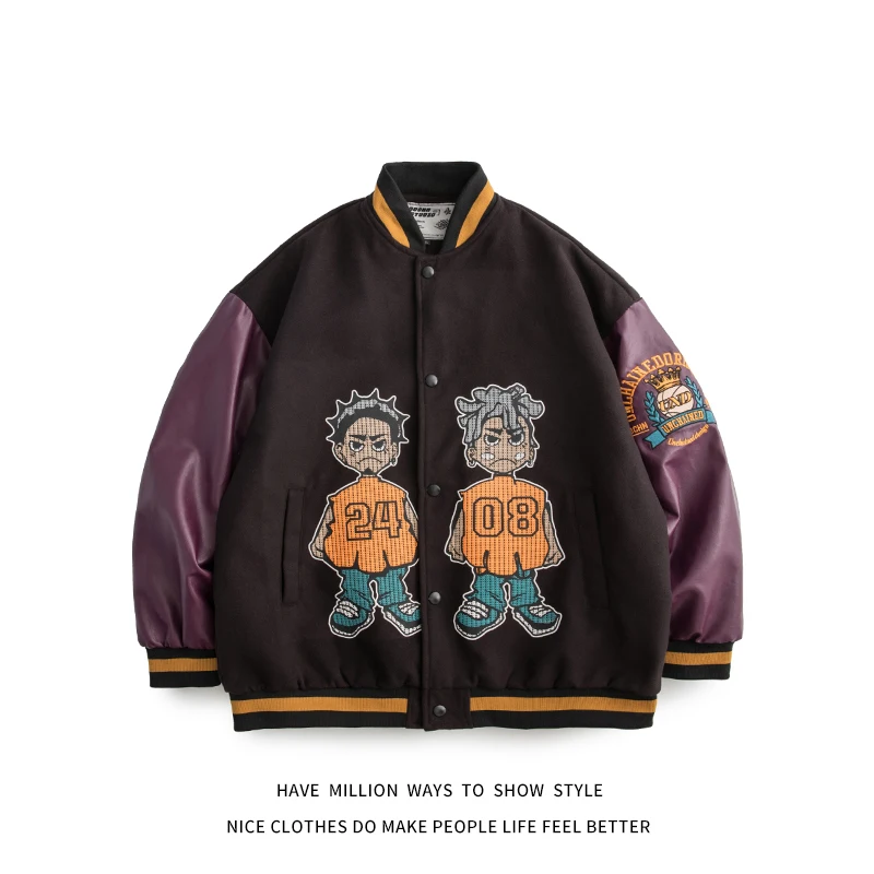 New Arrival Autumn Cartoon Little Man Embroid Patchwork Men's Baseball Bomber Jacket Unisex Women's Varsity Streetwear Shirt
New Arrival Autumn Cartoon Little Man Embroid Patchwork Men's Baseball Bomber Jacket Unisex Women's Varsity Streetwear Shirt