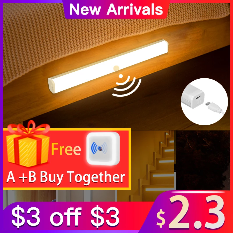 Wireless Motion Sensor LED Night Light USB Rechargeable Night Lamp For Kitchen Bedroom Cabinet Wardrobe Wall Lamp Staircase
Wireless Motion Sensor LED Night Light USB Rechargeable Night Lamp For Kitchen Bedroom Cabinet Wardrobe Wall Lamp Staircase