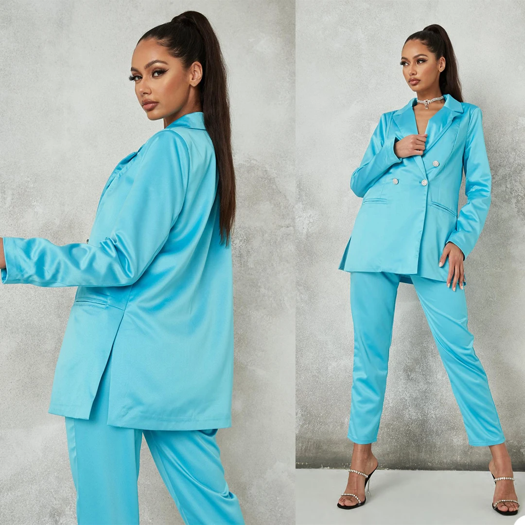 Blue Satin Silk Women Pants Suits Celebrity Red Carpet Double Breasted Blazer Suit Ladies Prom Party Wedding Wear(Jacket+Pants)
Blue Satin Silk Women Pants Suits Celebrity Red Carpet Double Breasted Blazer Suit Ladies Prom Party Wedding Wear(Jacket+Pants)