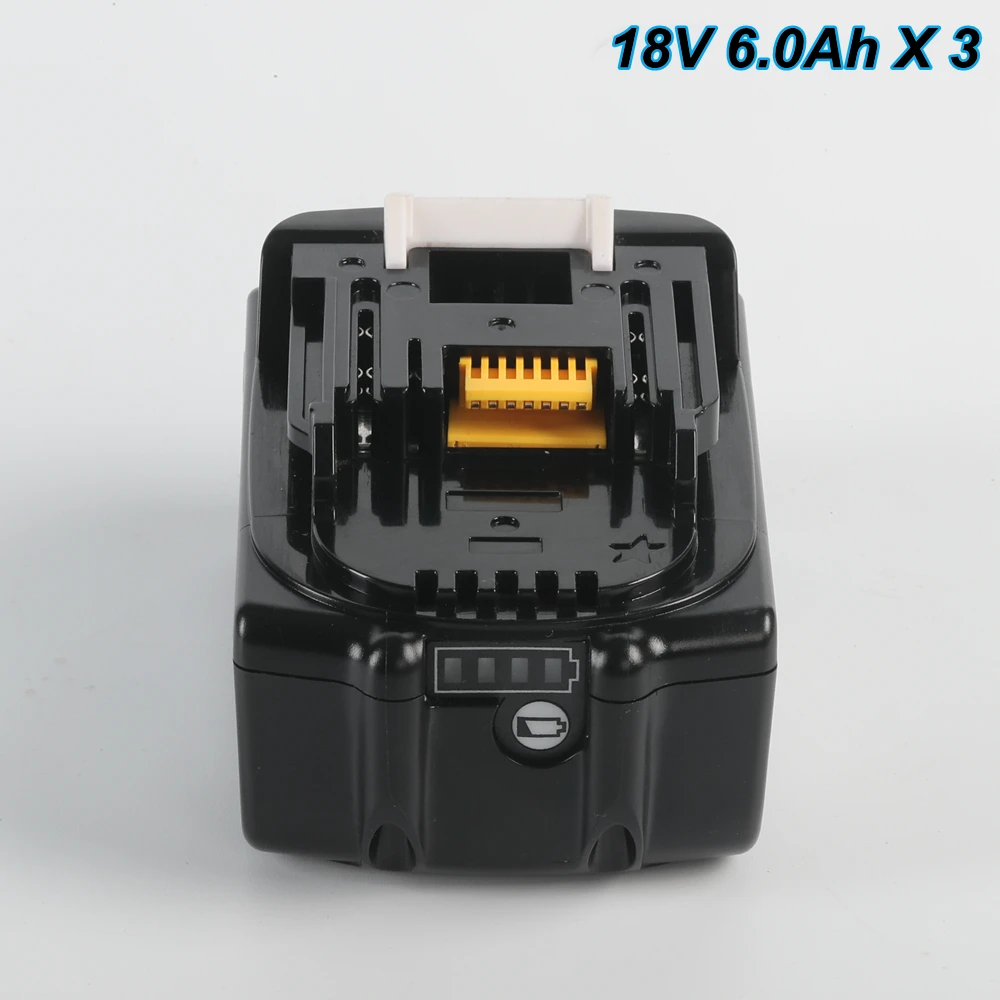 Three Packs New BL1860B 18V LXT Lithium-Ion 6.0Ah Battery for Makita 18V LXT Power Tool Batteries BL1820 BL1830 BL1840 BL1850
Three Packs New BL1860B 18V LXT Lithium-Ion 6.0Ah Battery for Makita 18V LXT Power Tool Batteries BL1820 BL1830 BL1840 BL1850