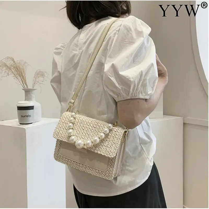 Sweet Stitching Ladies Cross Body Bag Straw Pearl Chain Casual Tote Female Handbag Single-Shoulder Bag Trend Women's Bag Bolsos
Sweet Stitching Ladies Cross Body Bag Straw Pearl Chain Casual Tote Female Handbag Single-Shoulder Bag Trend Women's Bag Bolsos
