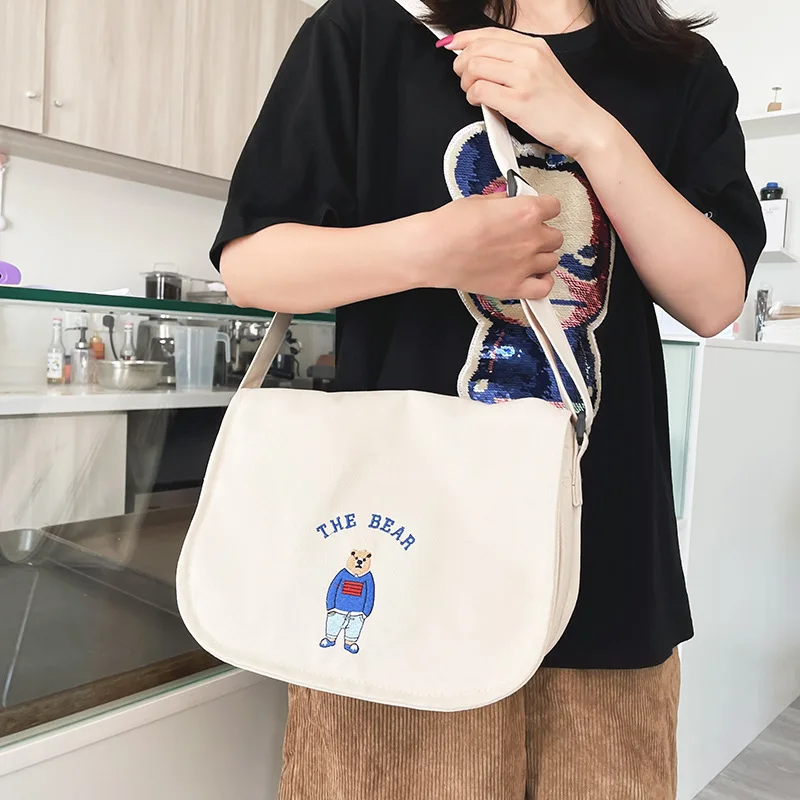 Preppy Style Ulzzang Canvas Bag For Women Cartoon Bear Embroidery Shoulder Bag Student Satchels Book Bag Crossbody Bags Women
Preppy Style Ulzzang Canvas Bag For Women Cartoon Bear Embroidery Shoulder Bag Student Satchels Book Bag Crossbody Bags Women