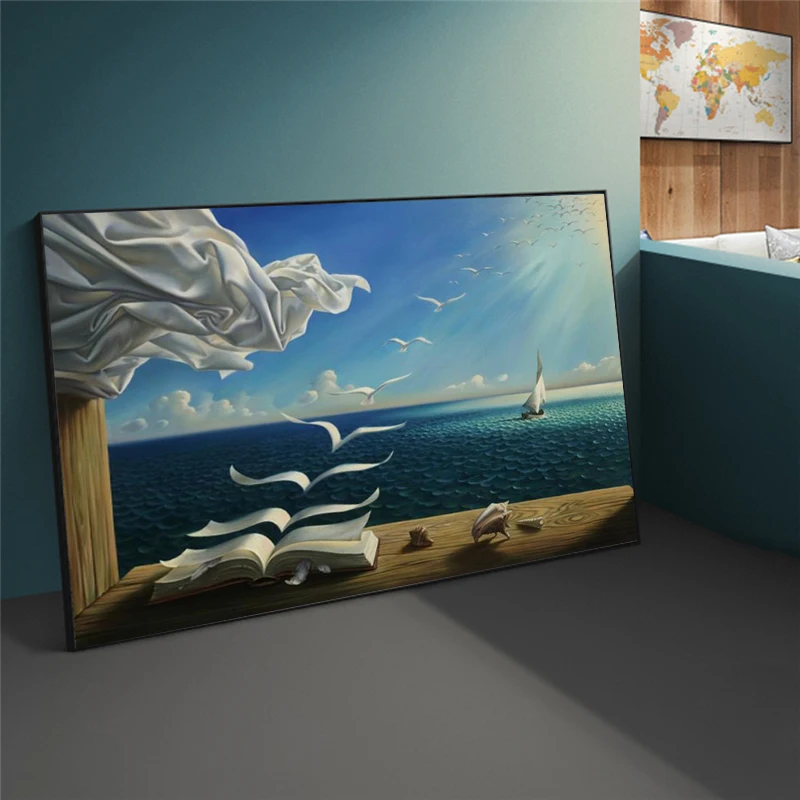 Salvador Dali The Waves Book Sailboat Oil Paintings on Canvas Posters and Prints Cuadros Wall Art Pictures for Living Room Decor
Salvador Dali The Waves Book Sailboat Oil Paintings on Canvas Posters and Prints Cuadros Wall Art Pictures for Living Room Decor