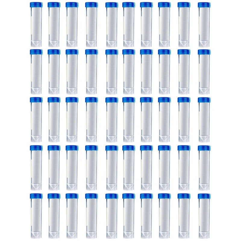 50 Pieces of 50 Ml Plastic Centrifuge Tubes with Blue Screw Caps and Conical Bottom, Frayed Plastic Test Tubes
50 Pieces of 50 Ml Plastic Centrifuge Tubes with Blue Screw Caps and Conical Bottom, Frayed Plastic Test Tubes