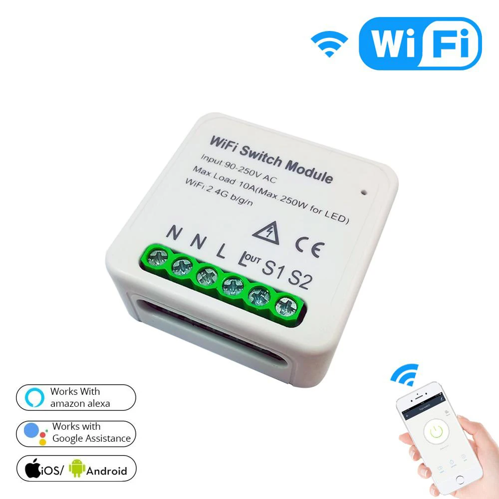 Tuya Smart Switch Module Mini WiFi DIY Breaker Smart Home Automation On/Off controller Voice Control Work with Alexa Google Home
Tuya Smart Switch Module Mini WiFi DIY Breaker Smart Home Automation On/Off controller Voice Control Work with Alexa Google Home