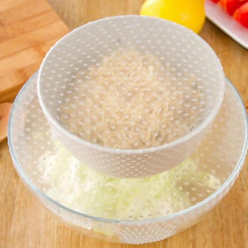 4Pcs Silicone Cling Film Reusable Silicone Stretch Fresh Food Cover Cling Storage Wrap Cling Film Keep Fresh Food Kitchen Tools
4Pcs Silicone Cling Film Reusable Silicone Stretch Fresh Food Cover Cling Storage Wrap Cling Film Keep Fresh Food Kitchen Tools