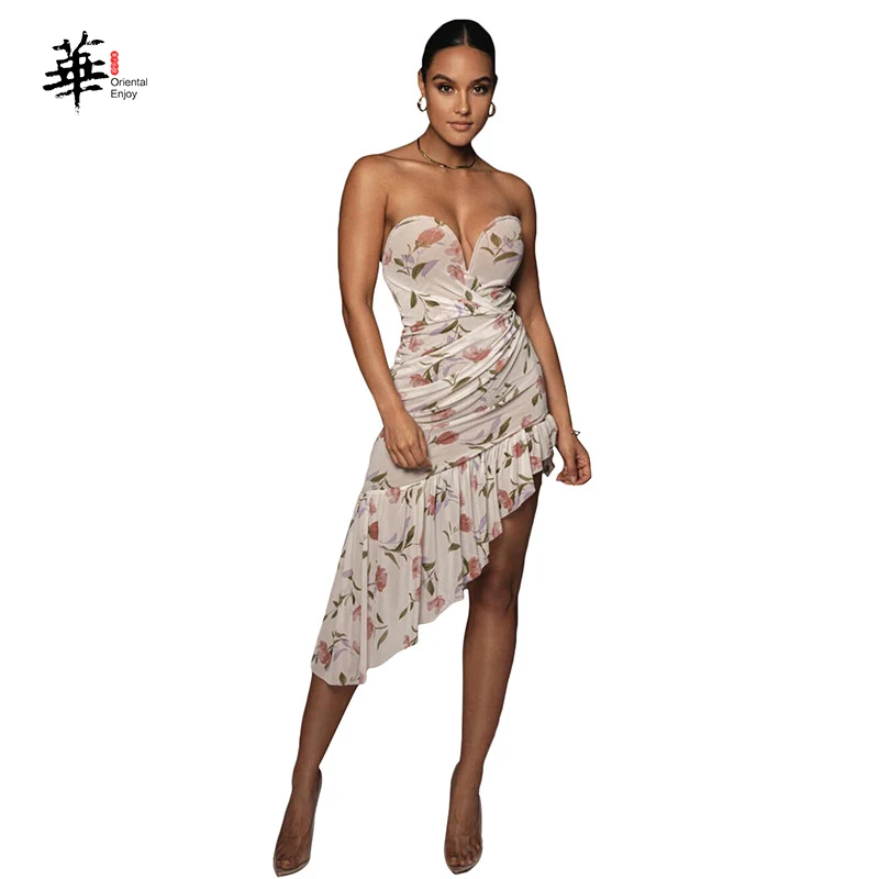 Strapless Irregular Dress High Waist Backless Off Shoulder Floral Print Sexy See Through Night Dress
Strapless Irregular Dress High Waist Backless Off Shoulder Floral Print Sexy See Through Night Dress