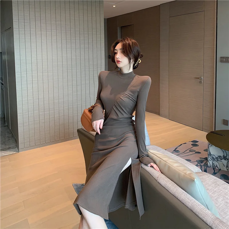 Nightclub Elegant Dress Women's Long Sleeve 2021 Fall/Winter Slim Split Mid-Length Pleated Turtleneck Base Skirt
Nightclub Elegant Dress Women's Long Sleeve 2021 Fall/Winter Slim Split Mid-Length Pleated Turtleneck Base Skirt