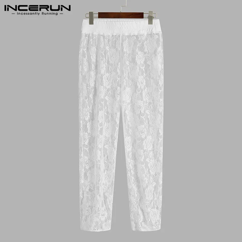 Men Mesh Pants Lace Transparent Streetwear Elastic Waist Breathable Sexy Trousers Men Party Pantalones Hombre Homewear INCERUN
Men Mesh Pants Lace Transparent Streetwear Elastic Waist Breathable Sexy Trousers Men Party Pantalones Hombre Homewear INCERUN