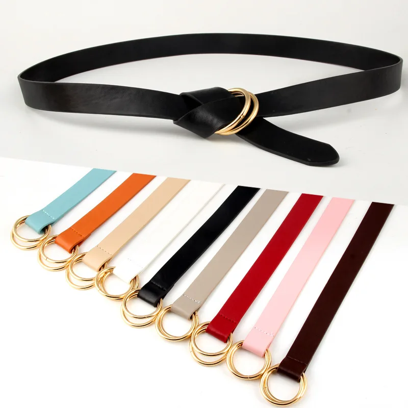 Double Ring Round Circle Belt Women Gold Buckle PU Leather Belt Ladies Thin Wild Knotted Decorative Belts
Double Ring Round Circle Belt Women Gold Buckle PU Leather Belt Ladies Thin Wild Knotted Decorative Belts