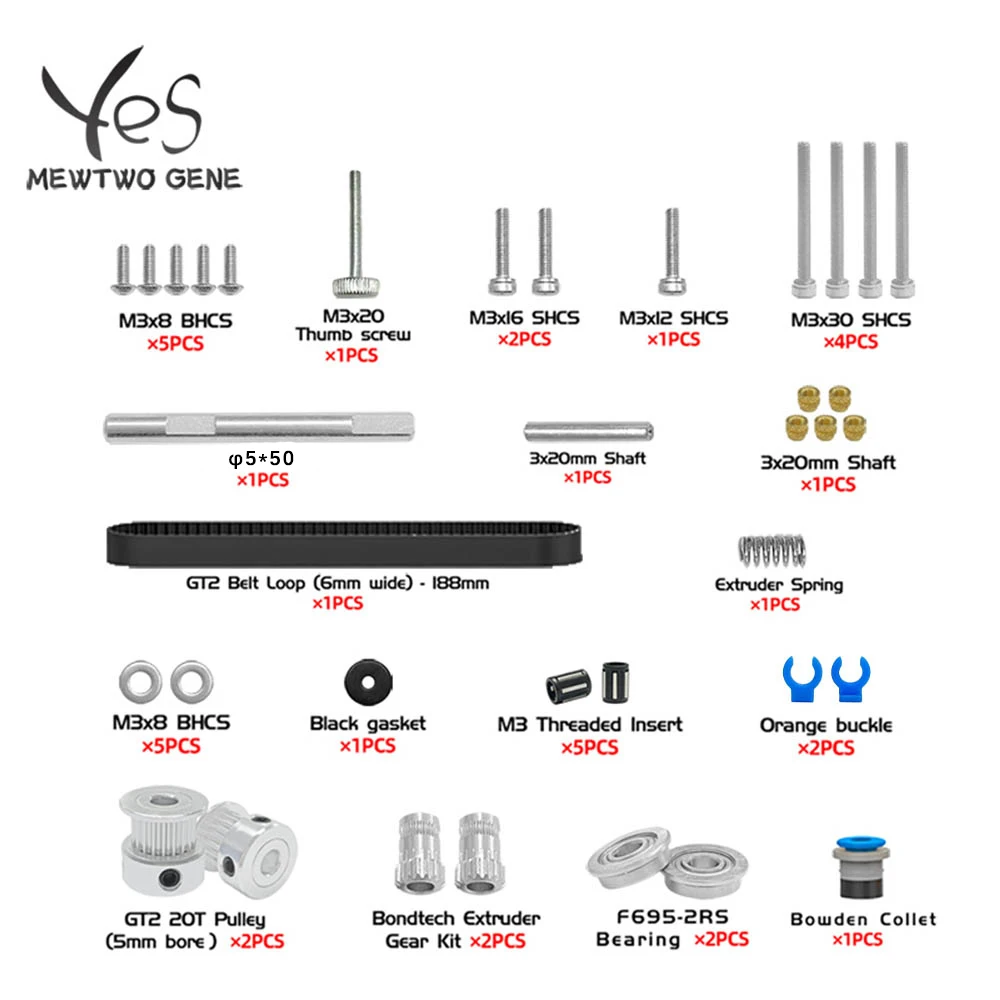 Remote Extruder Printed Replacement Parts Kit for Voron1.0/2.4 Mobius M4 3D Printer Accessories
Remote Extruder Printed Replacement Parts Kit for Voron1.0/2.4 Mobius M4 3D Printer Accessories
