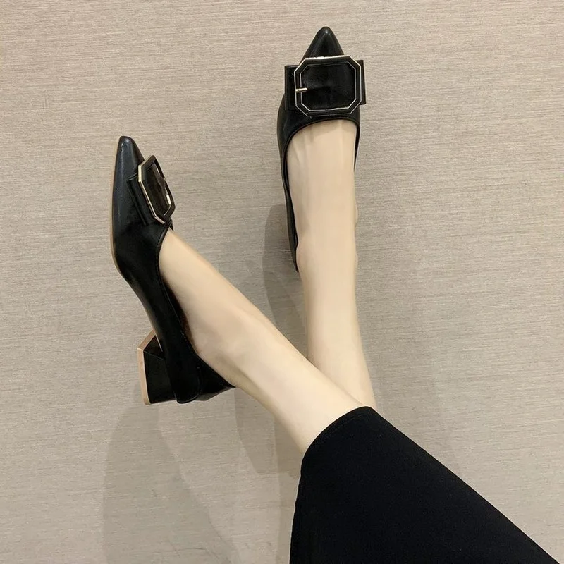 French Small High Heels Women's Summer 2021 New Pointed Toe Low-heeled Soft Leather Non-wearing Black Stiletto Single Shoes
French Small High Heels Women's Summer 2021 New Pointed Toe Low-heeled Soft Leather Non-wearing Black Stiletto Single Shoes