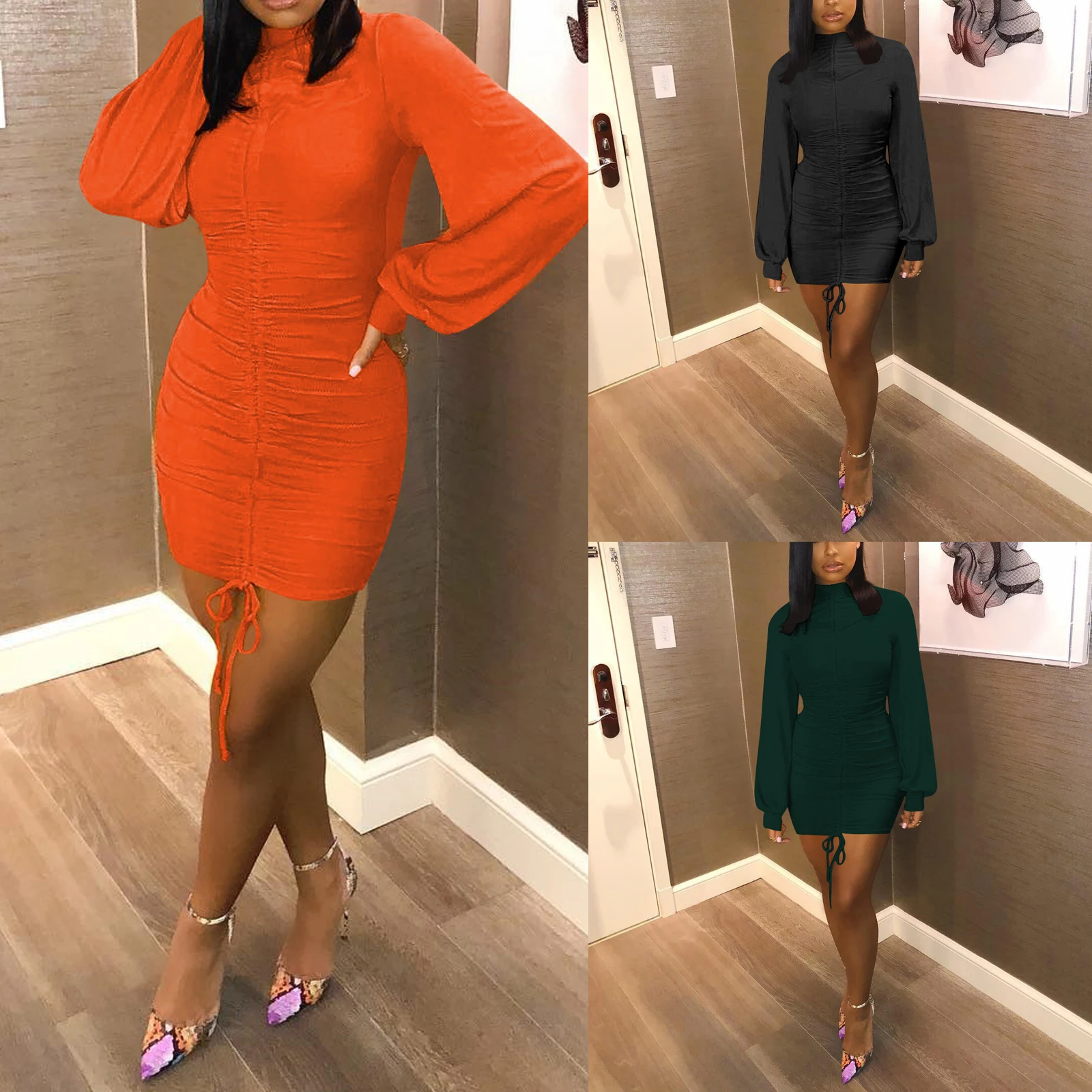 2021 Summer Women Fashion Lantern Sleeve Solid Color Dress Stylish Drawstring Ruched Dress for Ladies Hot Sale
2021 Summer Women Fashion Lantern Sleeve Solid Color Dress Stylish Drawstring Ruched Dress for Ladies Hot Sale