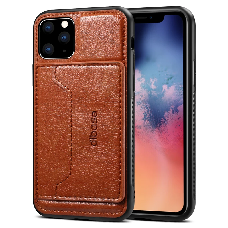 Магнитный чехол для iPhone 11 Crazy Hosre из искусственной кожи с отделением карт телефона
