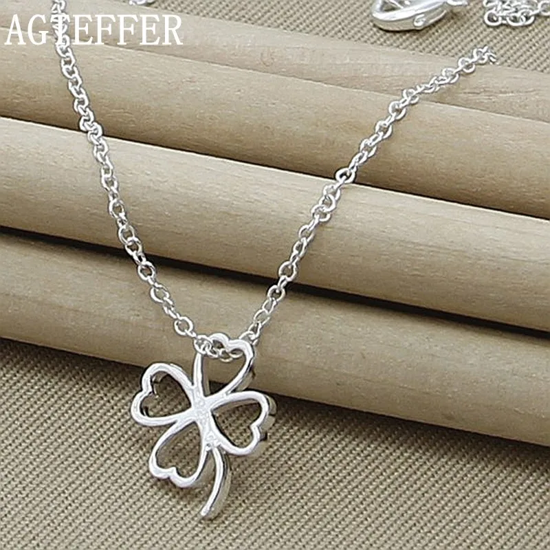 AGTEFFER 925 Sterling Silver Four Leaves Clover Pendant Necklaces 18 Inch Chain For Mother Woman Jewelry Gift
AGTEFFER 925 Sterling Silver Four Leaves Clover Pendant Necklaces 18 Inch Chain For Mother Woman Jewelry Gift
