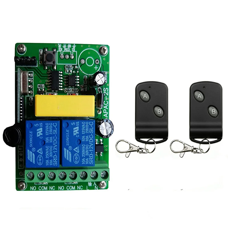433Mhz Universal Wireless Remote Control Switch AC 220V 2CH Relay Receiver Module and RF 433 Mhz Remote Controls
433Mhz Universal Wireless Remote Control Switch AC 220V 2CH Relay Receiver Module and RF 433 Mhz Remote Controls