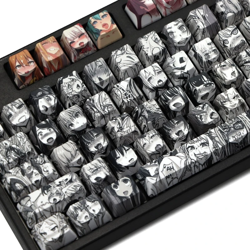 PBT 108 key Ahegao Keycap Dye Sublimation OEM Profile Anime Keyboard Keycap