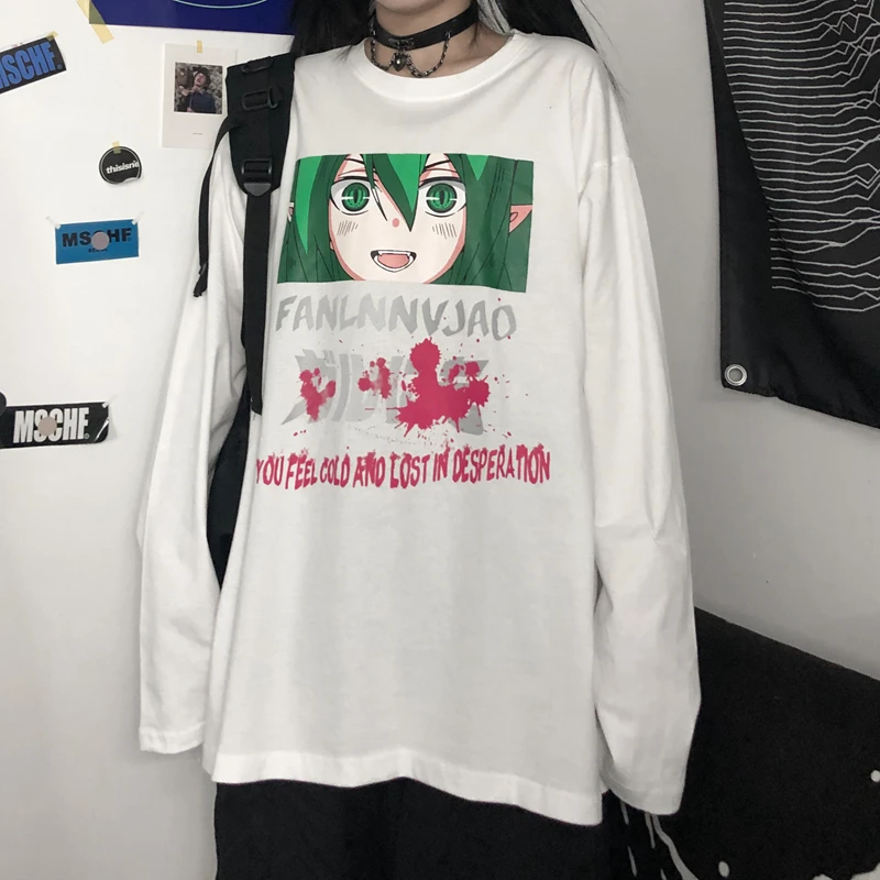 Popular Cotton Cartoon Letter Anime Pattern Print Tshirt Cute Girl Japan Style Round Neck Top Long Sleeves Cool Hot Streetwear
Popular Cotton Cartoon Letter Anime Pattern Print Tshirt Cute Girl Japan Style Round Neck Top Long Sleeves Cool Hot Streetwear