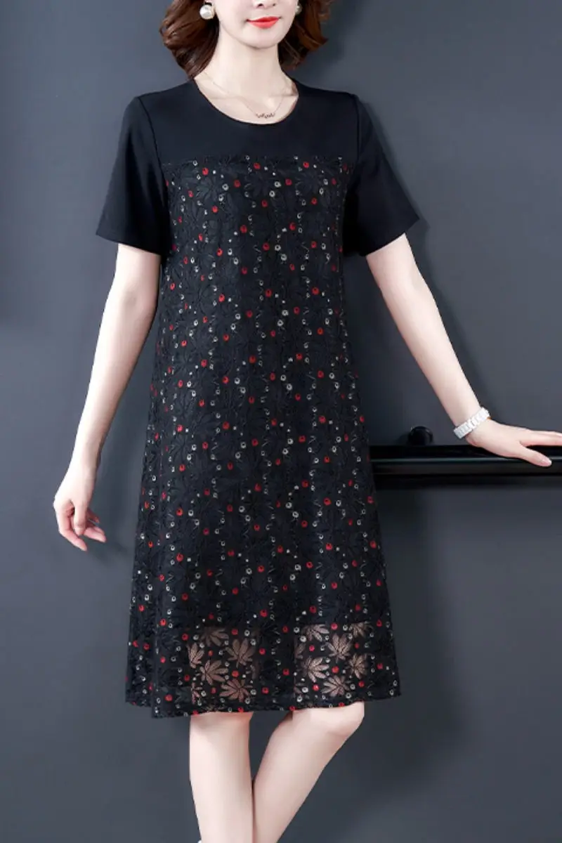 2020 Summer New Lady's Loose Temperament Dress Middle-aged Fashion Korean Style Knee-length Casual Print Female Vestidos K122
2020 Summer New Lady's Loose Temperament Dress Middle-aged Fashion Korean Style Knee-length Casual Print Female Vestidos K122
