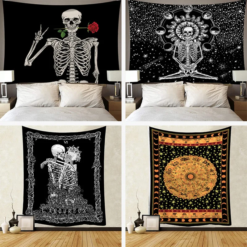 Skeleton Tapestry Wall Hanging Room Witchcraft Throw Rug Carpet Sun Tapestries Art Psychedelic Home Decoration Accessories
Skeleton Tapestry Wall Hanging Room Witchcraft Throw Rug Carpet Sun Tapestries Art Psychedelic Home Decoration Accessories