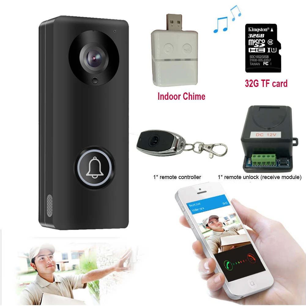 

Video Door Phone Doorbell Wired Video Intercom Monitor 1080P HD Camera With Unlock Remote Contorl Indoor Chime Yoosee App