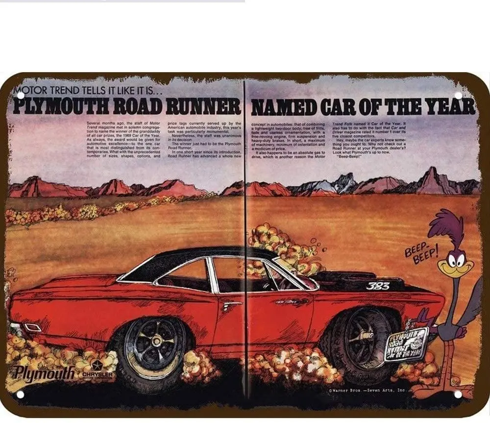 JUCHen 1969 Plymouth Roadrunner 383 Car Road Runner Aluminum Sign Metal Decor Metal Sign 8X12 INCH
JUCHen 1969 Plymouth Roadrunner 383 Car Road Runner Aluminum Sign Metal Decor Metal Sign 8X12 INCH