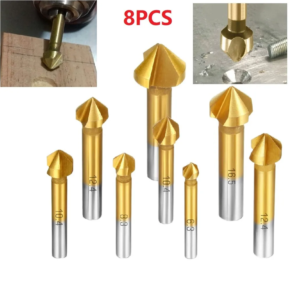 8pcs HSS Countersink Drill Bit Set 90 Degree Titanium Chamfer Cutter Drill Bits Wood Chamfering Cutter Bit Set
8pcs HSS Countersink Drill Bit Set 90 Degree Titanium Chamfer Cutter Drill Bits Wood Chamfering Cutter Bit Set