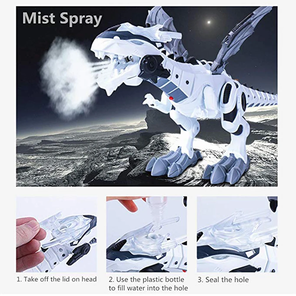 Mist Spray Electric Dinosaur Robot Toy for Kids Walking Dinosaur Fire Breathing Water Spray Mist with Red Light Realistic Sounds
Mist Spray Electric Dinosaur Robot Toy for Kids Walking Dinosaur Fire Breathing Water Spray Mist with Red Light Realistic Sounds