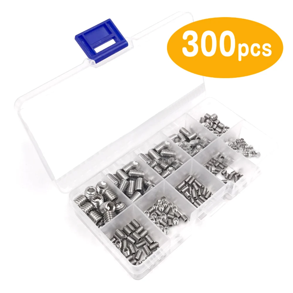 300PCS M3 M4 M5 M6 M8 304 Stainless Steel Head Socket Hex Grub Screw Assortment Kit
300PCS M3 M4 M5 M6 M8 304 Stainless Steel Head Socket Hex Grub Screw Assortment Kit