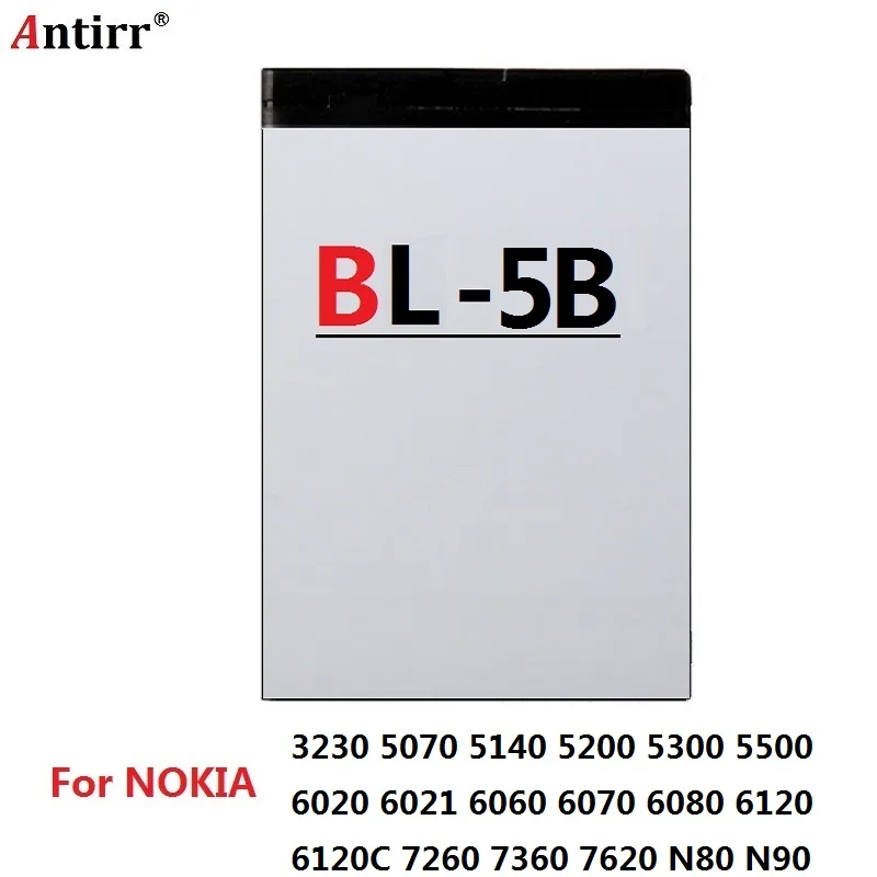 ANTIRR 890mAh BL-5B сменная батарея для Nokia 3230/5070/5140/5140i/5200/5300/5500/6020/6021/6060/6070/6080/6120/6120C и т. Д. |