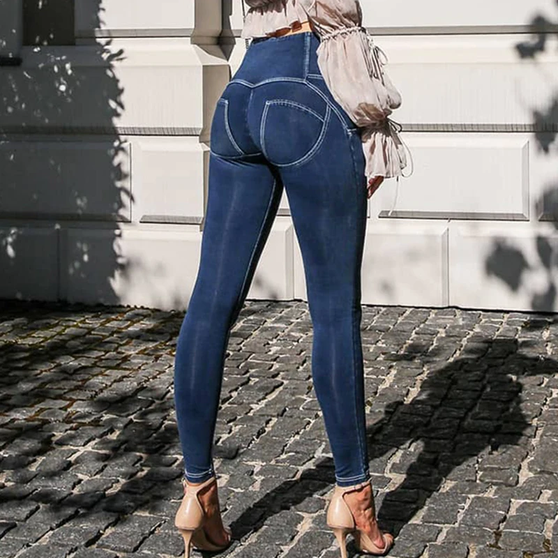 

Женские узкие джинсы с высокой талией, прямые темно-синие Джеггинсы в стиле ретро, Джинсовые леггинсы