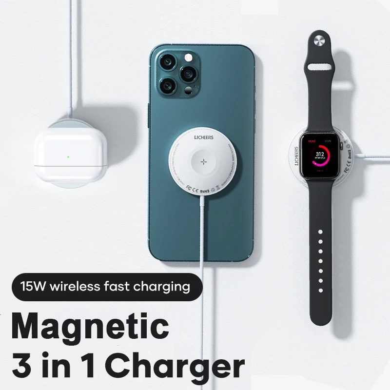 3 IN 1 Magnetic Wireless Charger 15W Qi Fast Charging Holder for Apple iPhone Watch AirPods Pro Multi-Function Wireless Charger
3 IN 1 Magnetic Wireless Charger 15W Qi Fast Charging Holder for Apple iPhone Watch AirPods Pro Multi-Function Wireless Charger