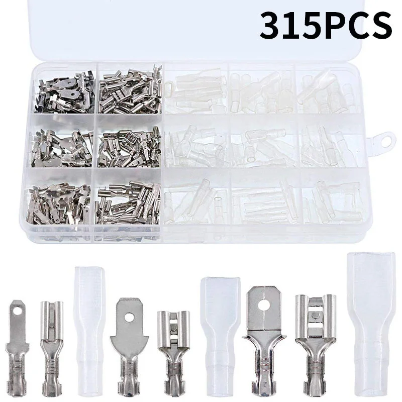 315/345pcs/box 2.8/4.8/6.3mm Crimp Terminals Insulated Seal Electrical Wire Connectors Crimp Terminal Connector Assortment Kit
315/345pcs/box 2.8/4.8/6.3mm Crimp Terminals Insulated Seal Electrical Wire Connectors Crimp Terminal Connector Assortment Kit