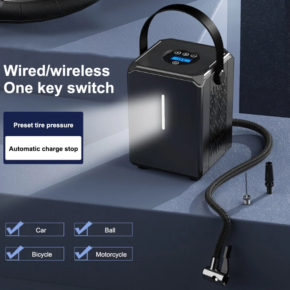 Line/Wireless 2 in 1 6000mAh 30L Mini Portable Air Compressor 12V 120 PSI Tire Inflator Electric Auto Pump with Bright LED Light
Line/Wireless 2 in 1 6000mAh 30L Mini Portable Air Compressor 12V 120 PSI Tire Inflator Electric Auto Pump with Bright LED Light