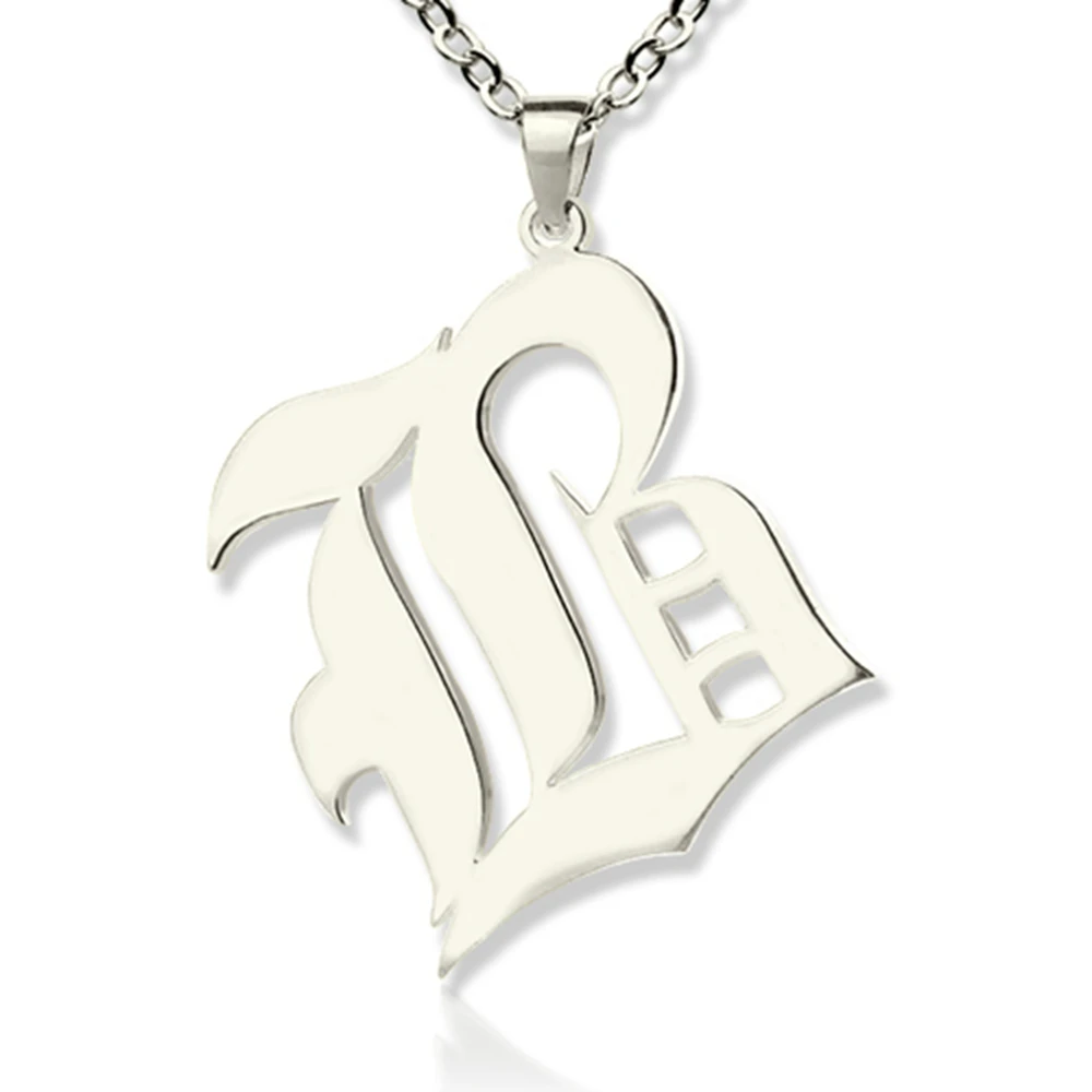 

Uonney Wholesale Personalized Initial Letter Charm Old English Initial Necklace Retro English Style Initial Necklace For Lovers