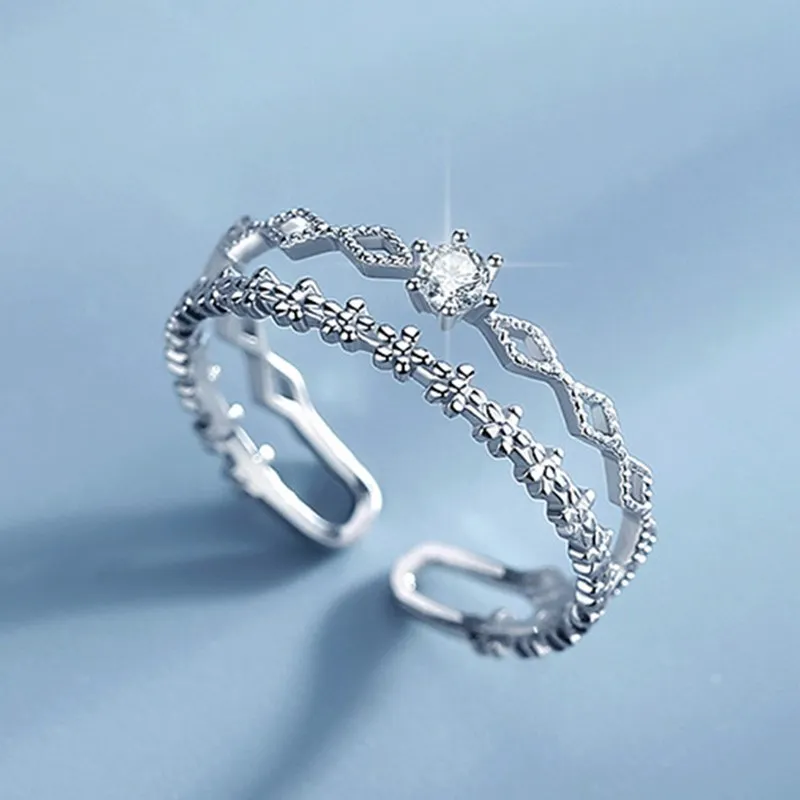 VENTFILLE 925 Sterling Silver Flower Lace Ring Korean Fashion Opening Inlaid CZ Adjustable Rings Valentine's Day Gift New Trendy
VENTFILLE 925 Sterling Silver Flower Lace Ring Korean Fashion Opening Inlaid CZ Adjustable Rings Valentine's Day Gift New Trendy