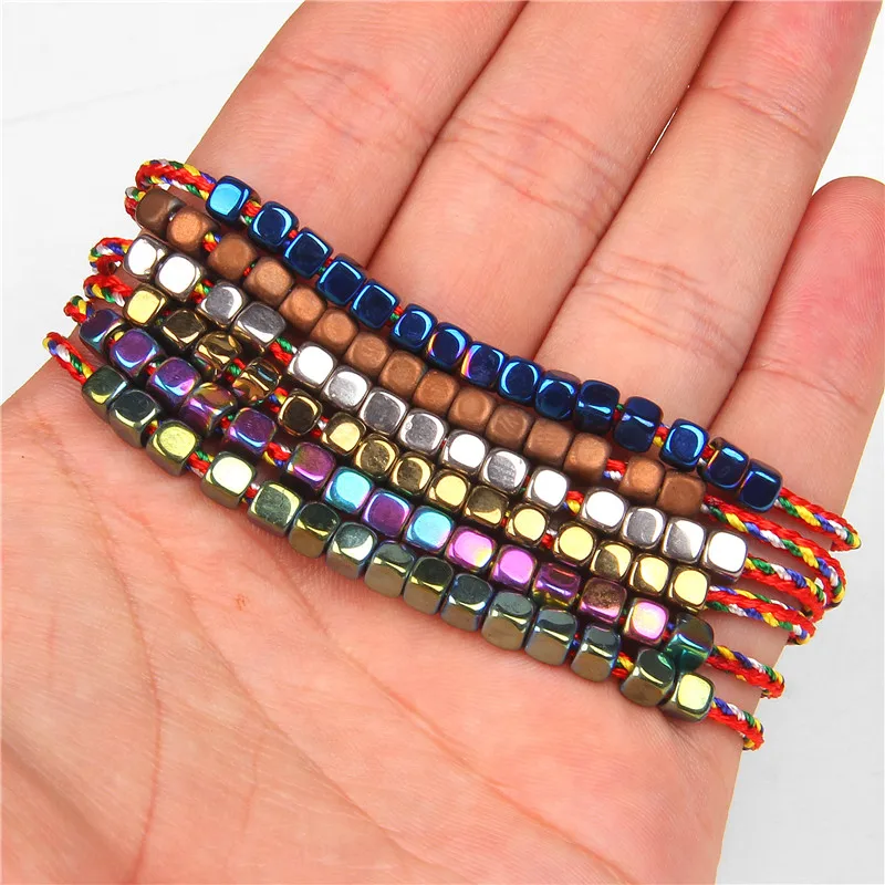 4mm Hematite Bracelets For Women Men Weight Loss Health Yoga Bangles Square Cube Beads Braided Bracelet Colorful Rope Jewelry
4mm Hematite Bracelets For Women Men Weight Loss Health Yoga Bangles Square Cube Beads Braided Bracelet Colorful Rope Jewelry