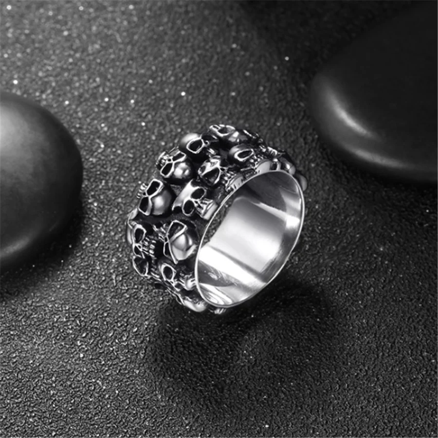 Unique Silver Color Punk Ring 316L Stainless Steel Heavy Sugar Skull Ring For Mens Mandala Flower Santa Muerte Fashion Jewelry
Unique Silver Color Punk Ring 316L Stainless Steel Heavy Sugar Skull Ring For Mens Mandala Flower Santa Muerte Fashion Jewelry
